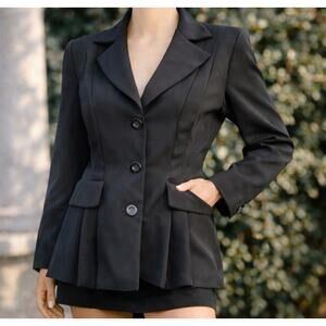 Vintage 90s Propose USA Black Pleated Blazer Women’s Small Medium Work Party